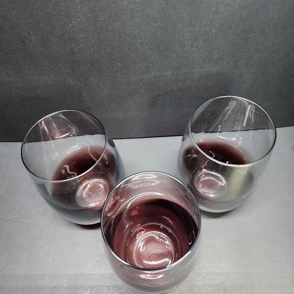 Dansk Glasscapes Amethyst Tumbler Stemless Wine Glasses Purple 5.5'' - Set of 3 - Picture 5 of 9